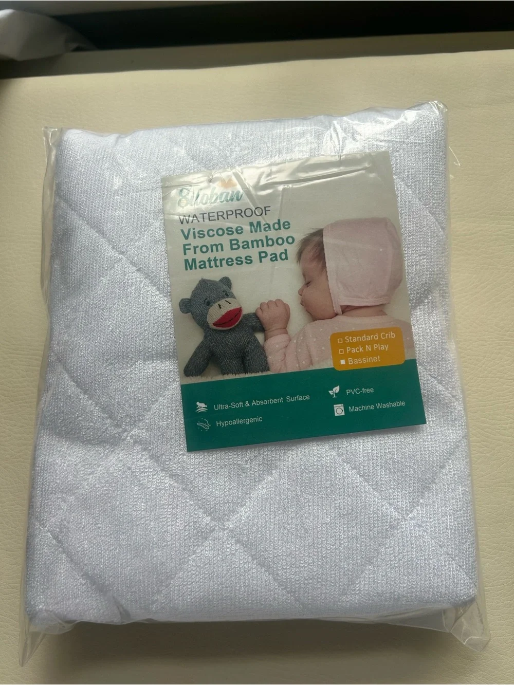 Waterproof Bamboo Viscose Mattress Pad - White